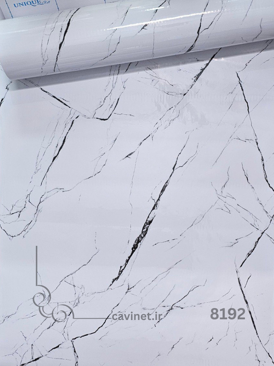 برچسب ضد آب کابینت براق طرح سنگ سفید unique 8292