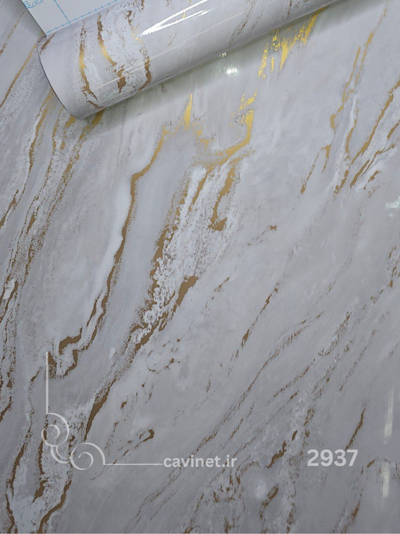 برچسب کابینت طرح سنگ گلکسی رگه طلایی unique 2937